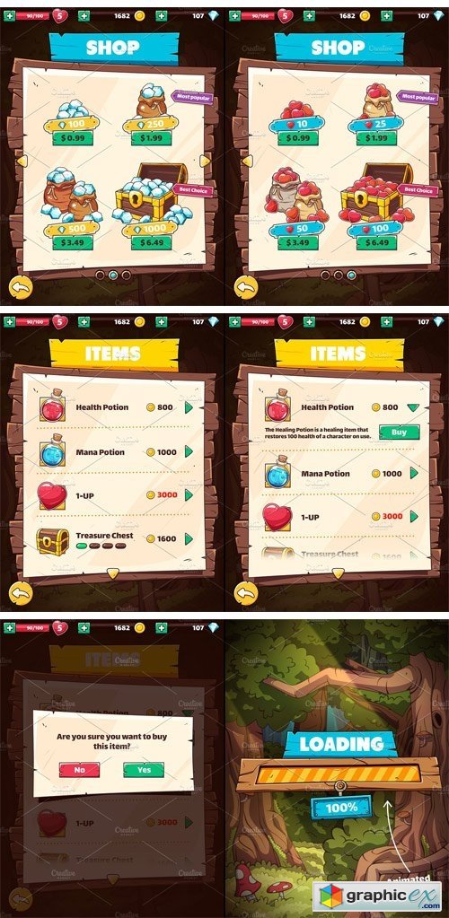 Wooden GUI for Mobile Game