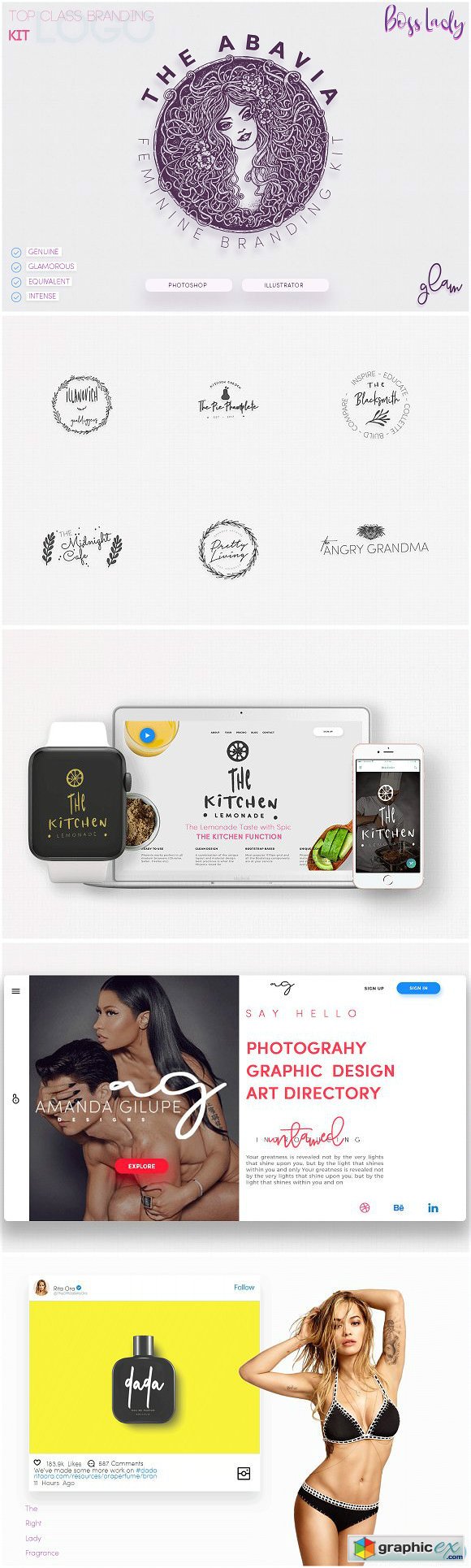 The Abavia feminine branding kit
