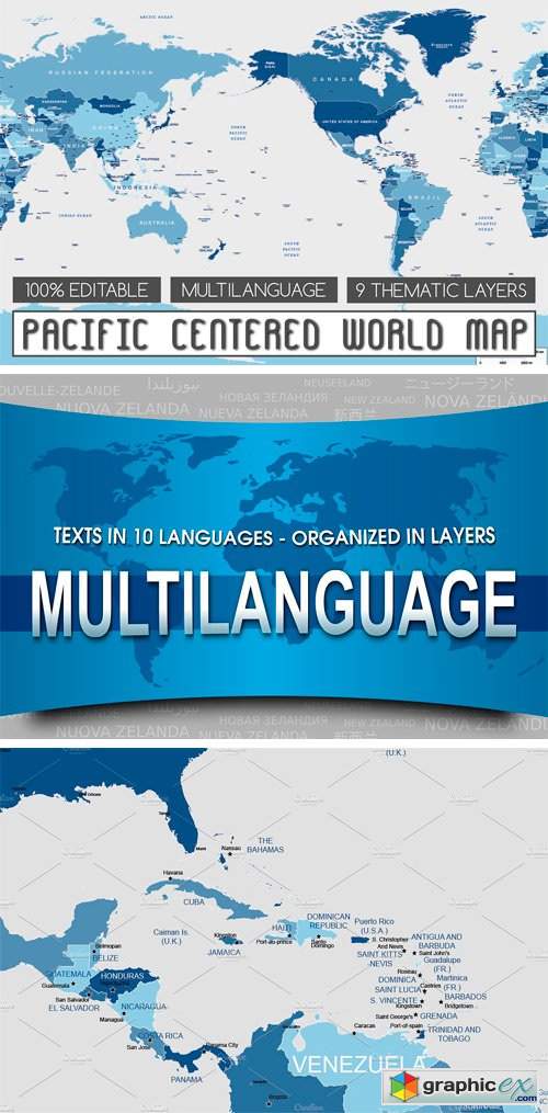 Pacific Centered World Map