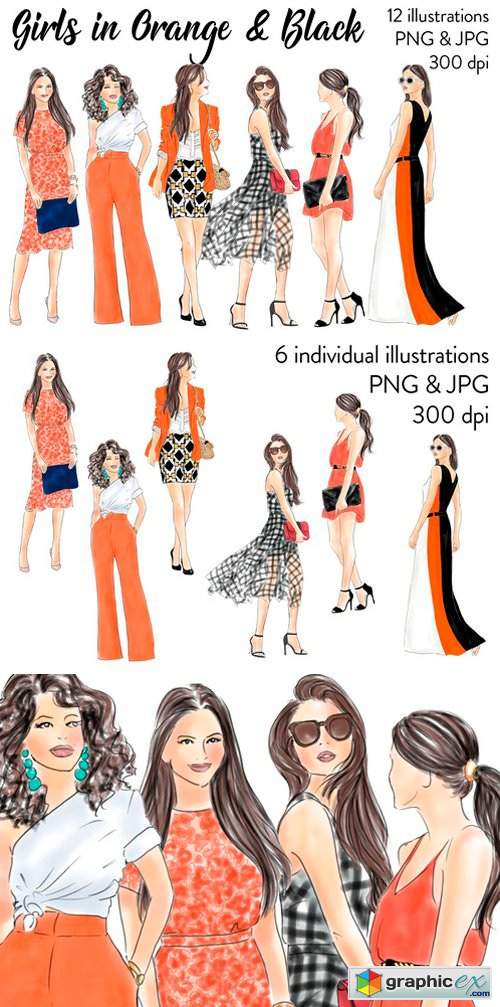 Girls In Orange & Black