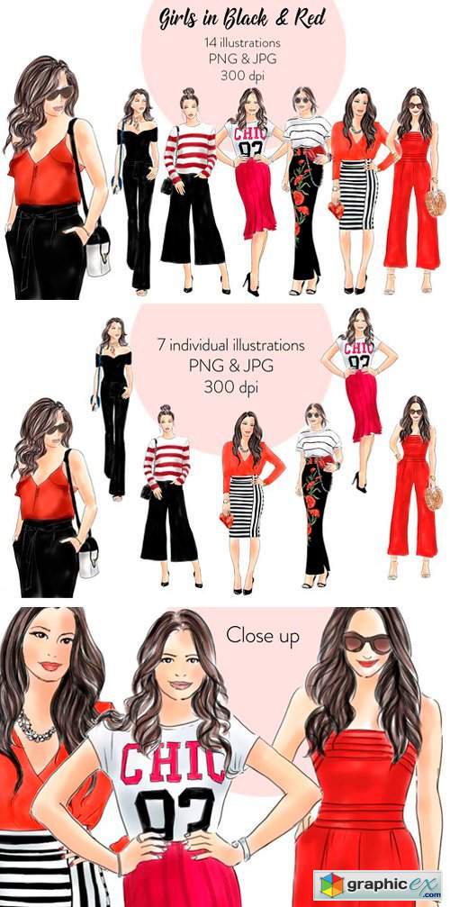 Girls in Red and Black