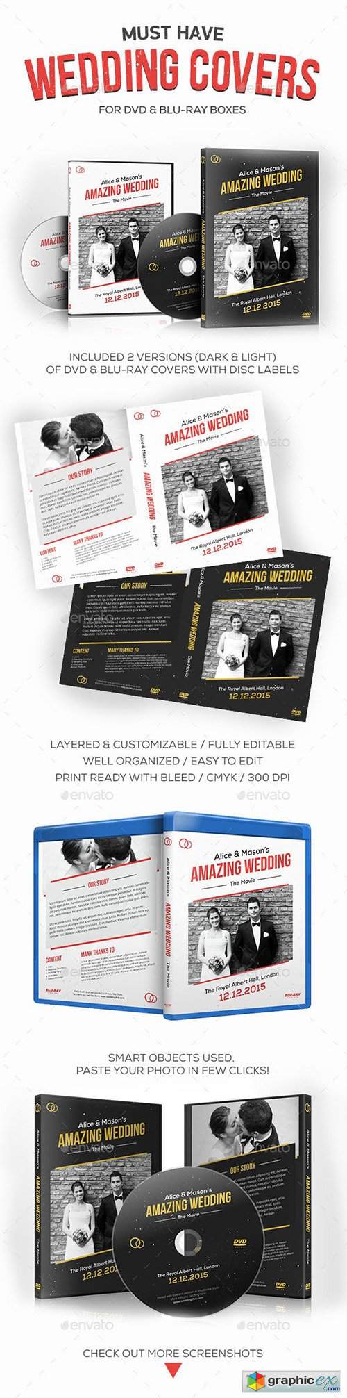 Wedding DVD / Blu-ray Covers with Disc Labels