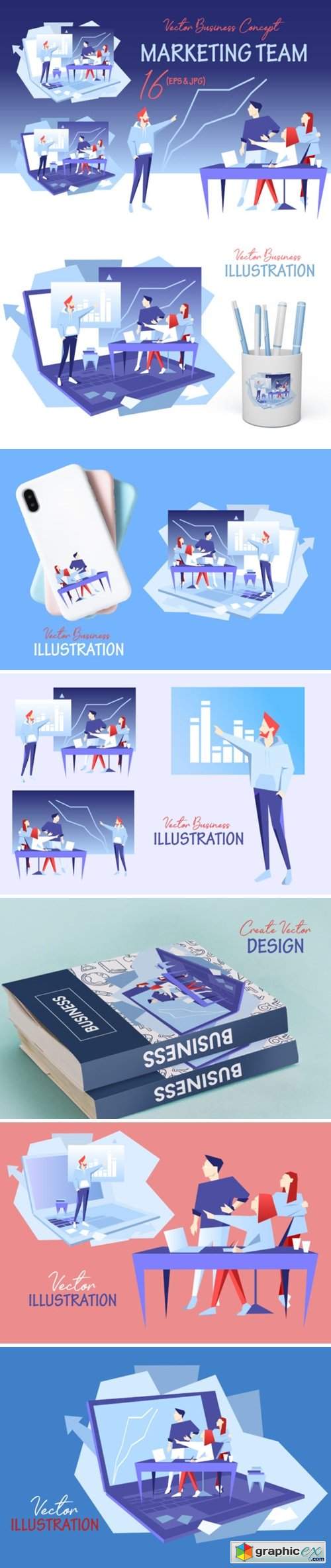 Marketing Team Vector Design Set