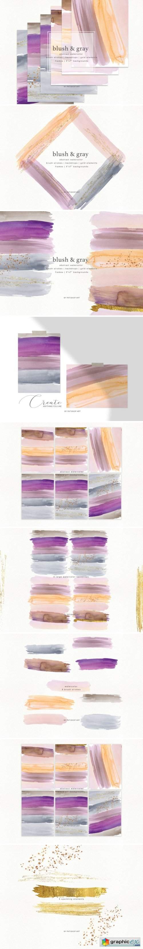 Abstract Watercolor Backdrops & Strokes