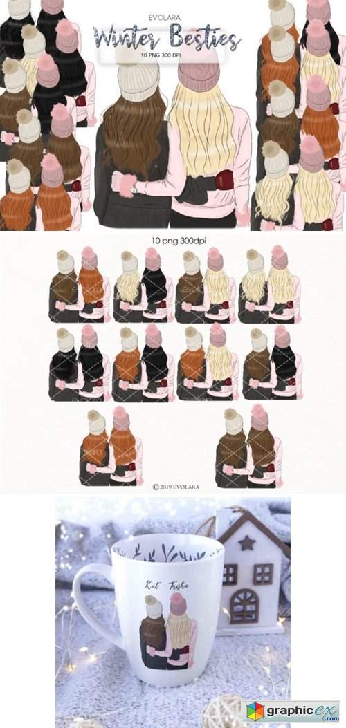  Best Friends Clipart Winter Besties 