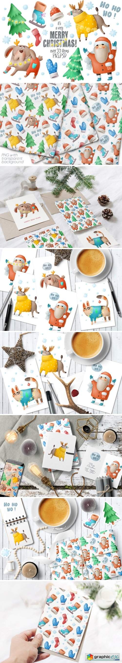  Christmas Clipart and Characters Set 