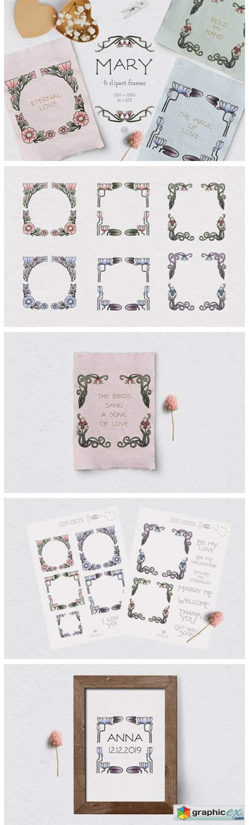  Vintage Floral Frame Clipart 