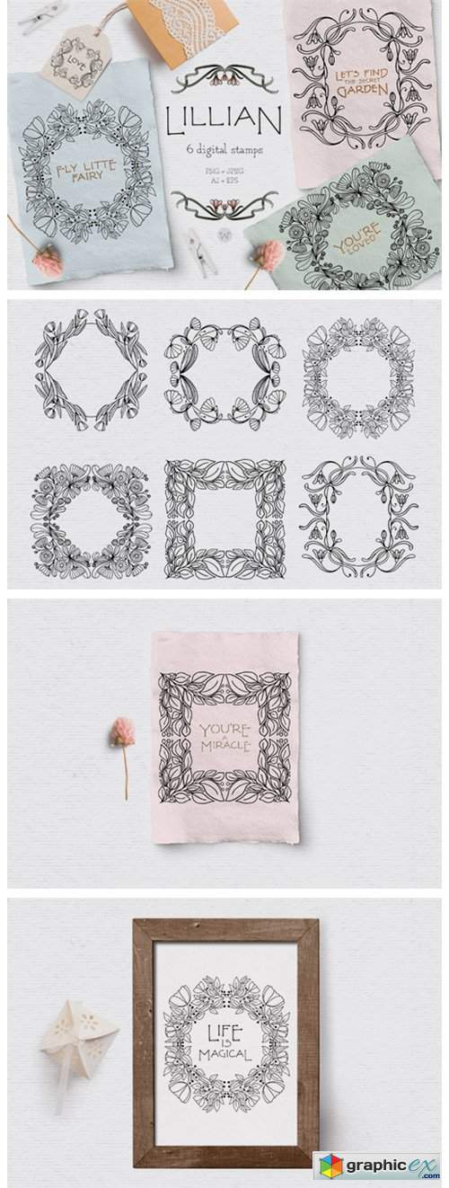  Vintage Floral Digital Stamps 