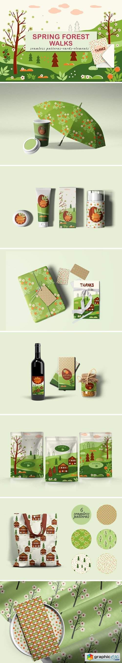 Spring forest walks. Vector design.