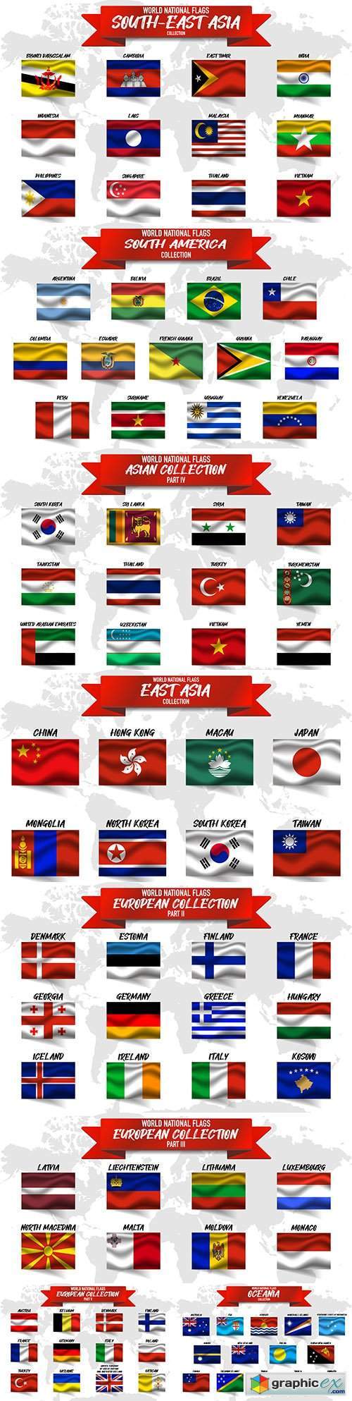 National flag country against background map world