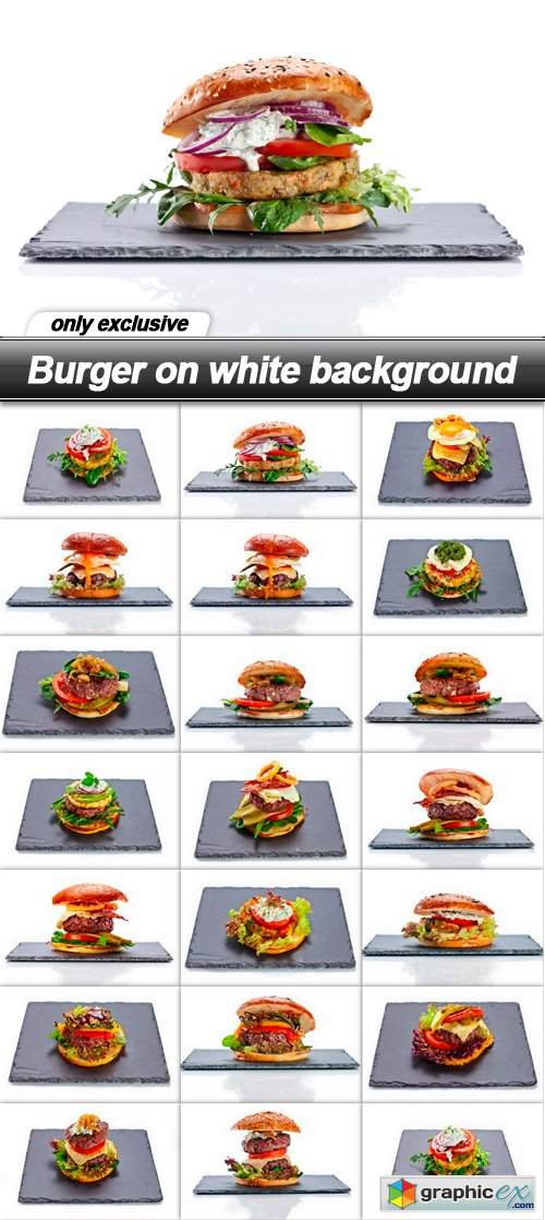  Burger on white background - 20 UHQ JPEG 