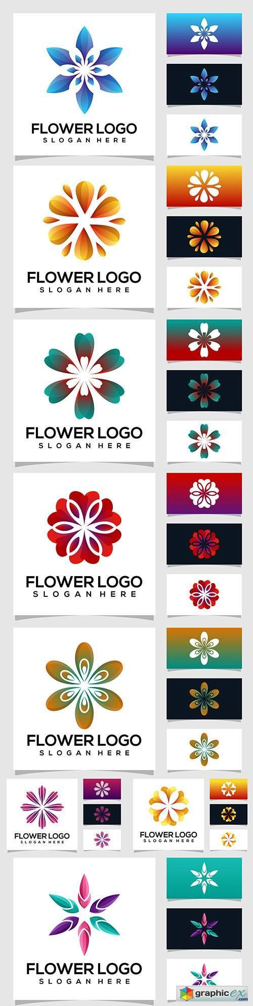Flower logo color design for business card