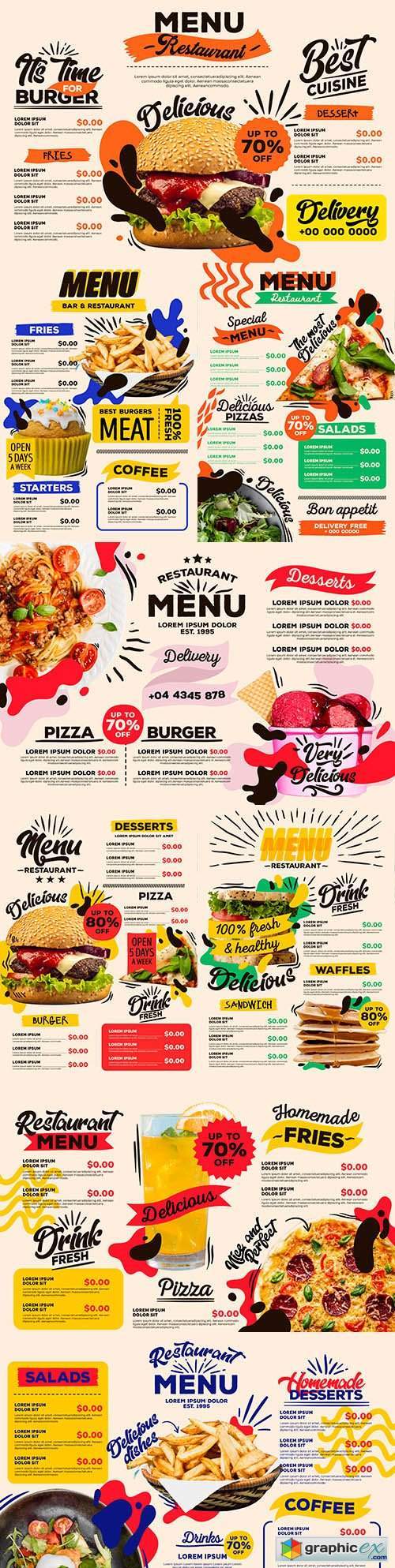 Menu modern restaurant design collection template