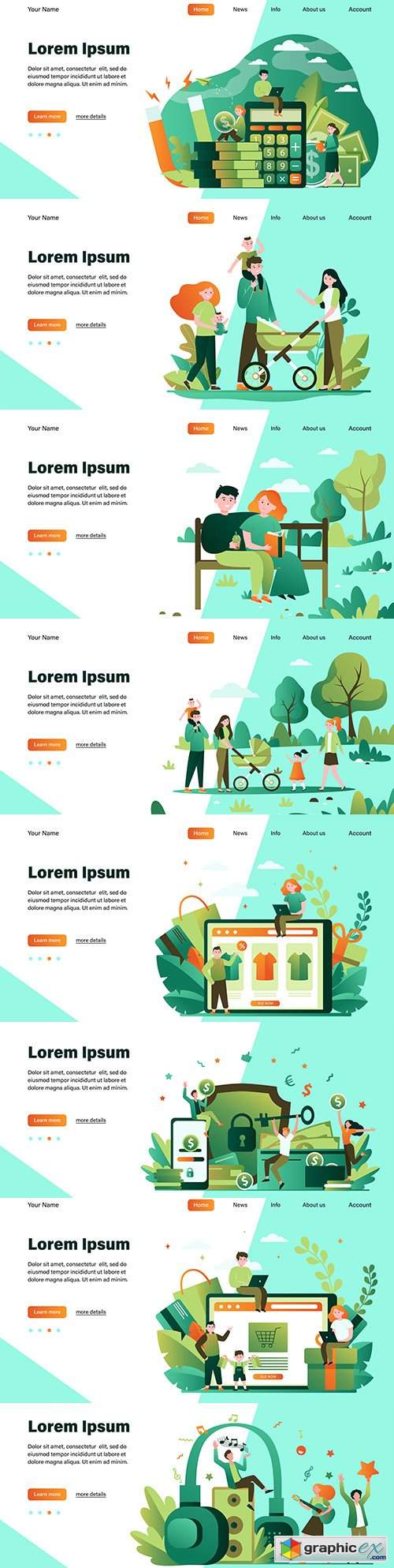  Happy People flat illustration design target web page 