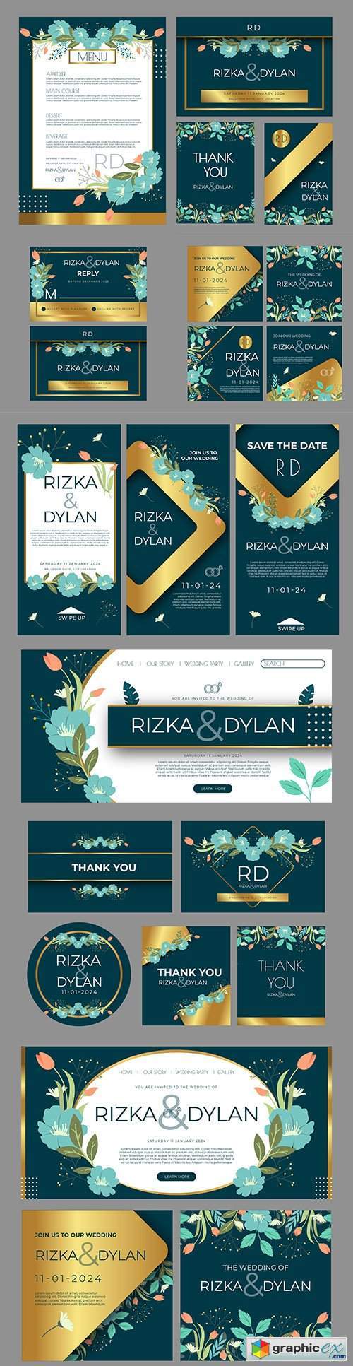 Flower wedding posts on instagram and stationery