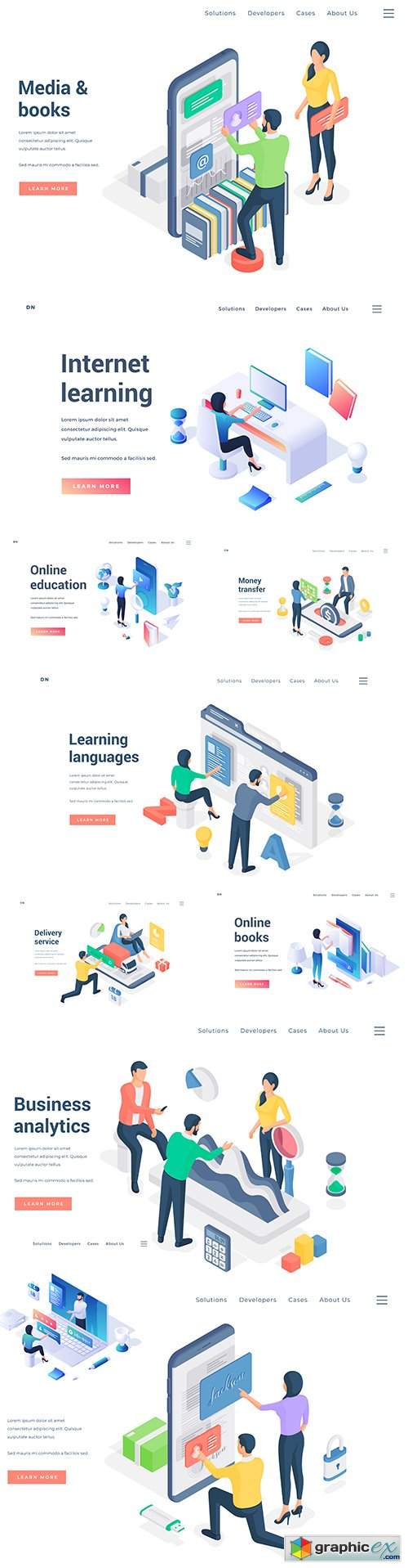  People business and analytics strategy workplace element isometric 