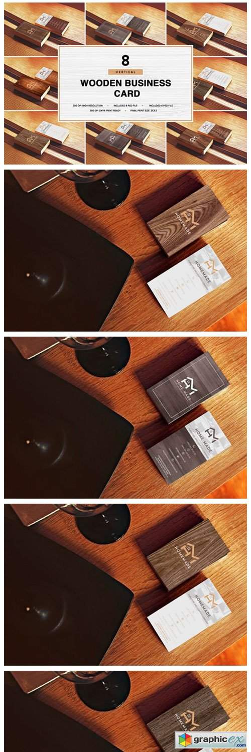  Wooden Business Card Pack [Vertical] 
