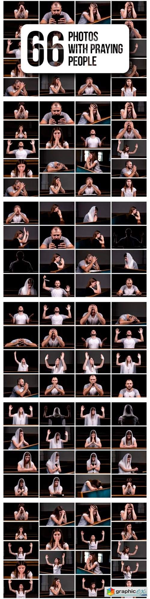  Set of 66 Photos with Praying People 