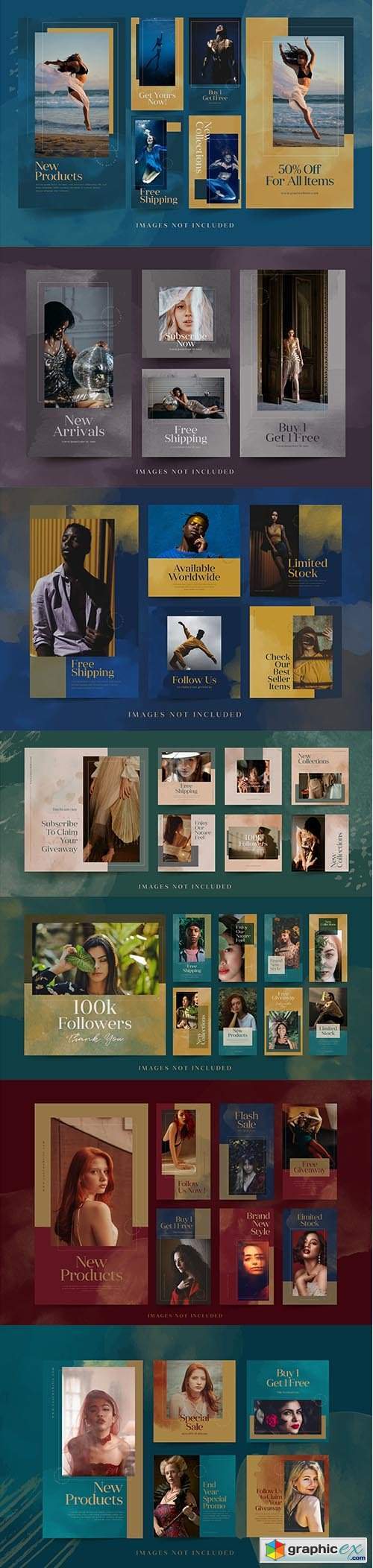Elegant instagram post story template set