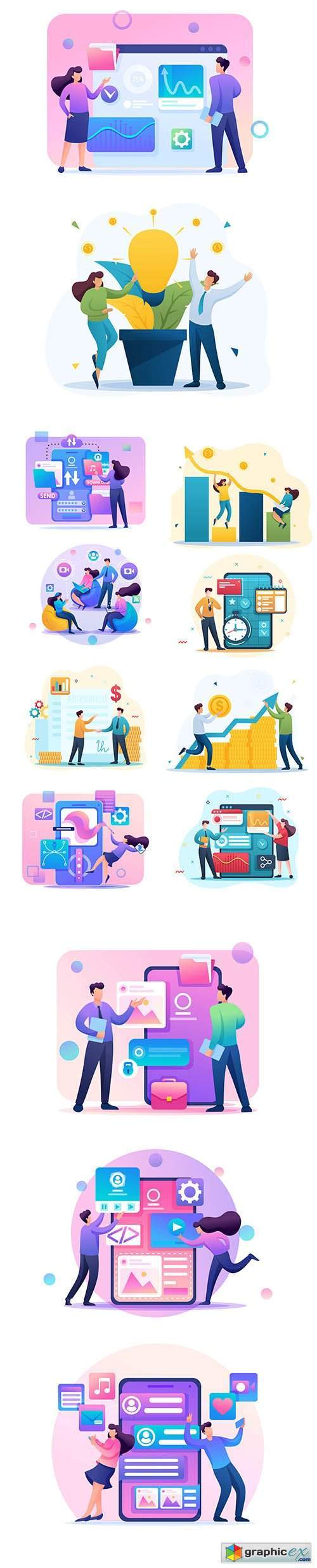 Concept of creating a financial agreement in flat design
