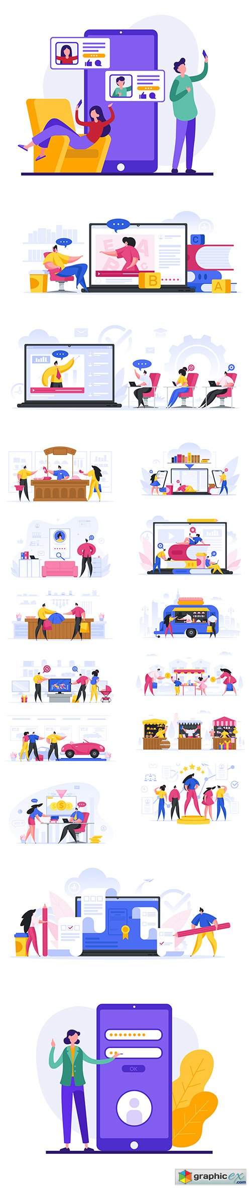  Beautiful Happy People Illustrations Set Vol 2 