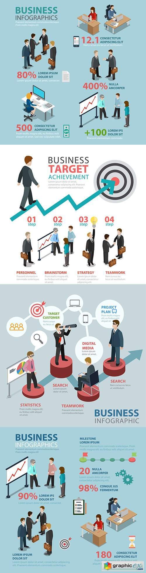 Business situation flat style thematic infographic concept