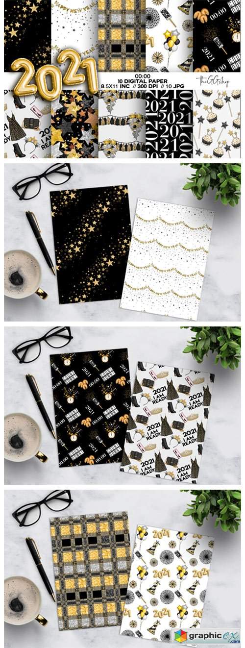  New Year Party Digital Paper Pack 