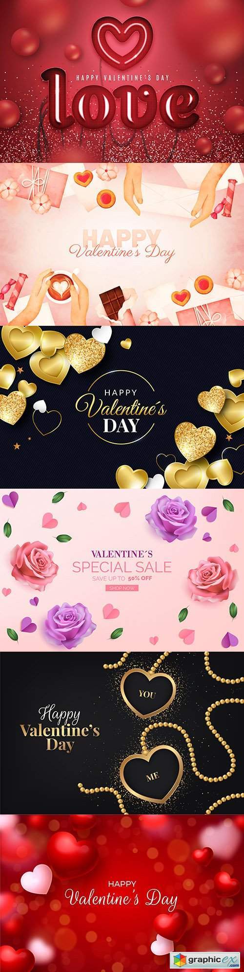 Valentine's Day sale and background with heart of gold 3