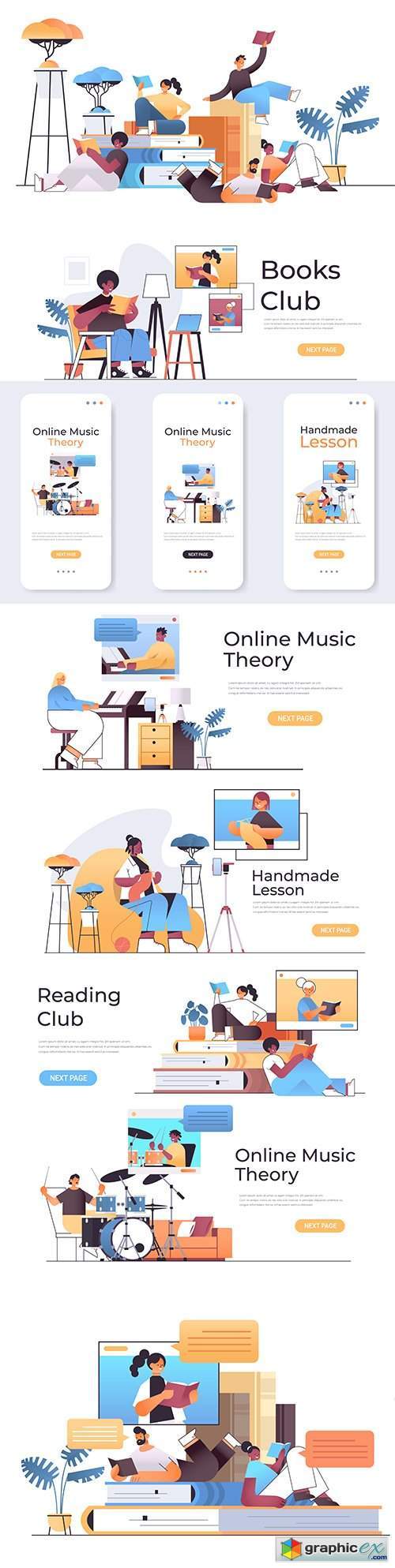People online hobby and illustration training flat design
