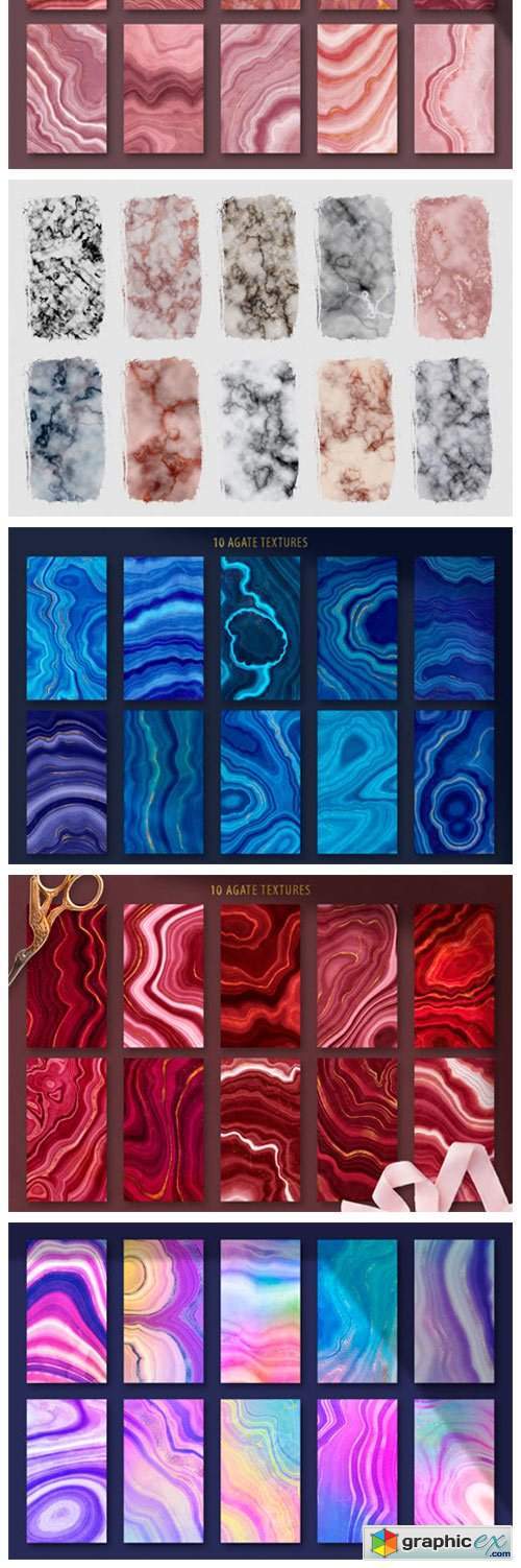 Agate, Marble and Gold Textures Bundle