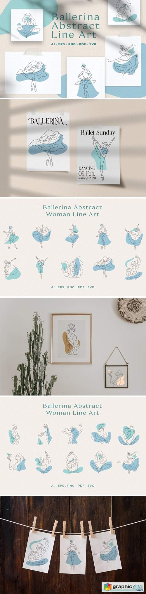  Abstract Ballerina Vector Line Art 