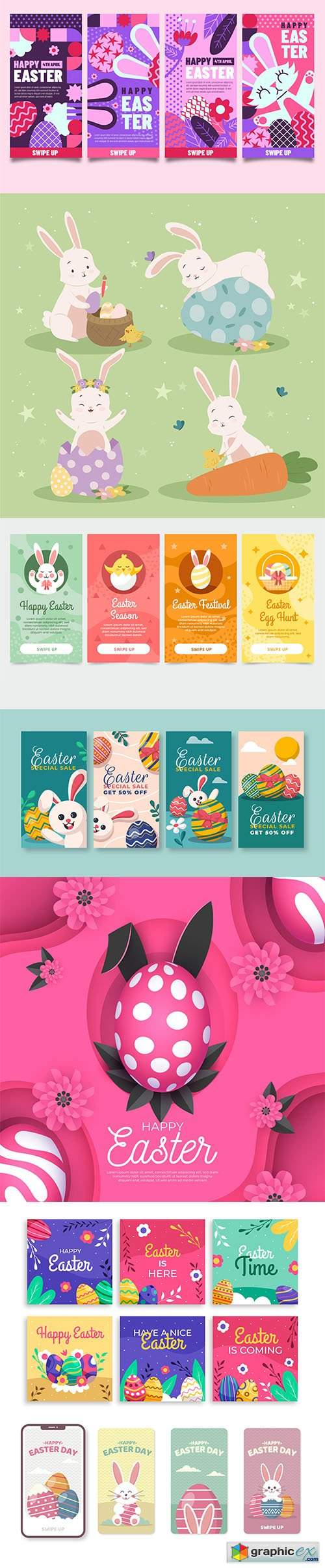 Hand-drawn cute easter illustrations and banner vol 2 