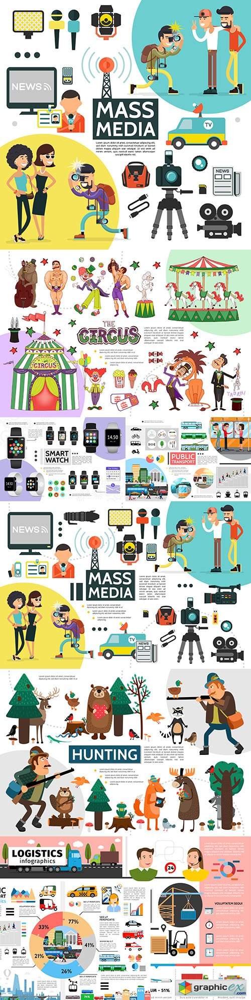  People, objects and animals collection infographic elements and icons 