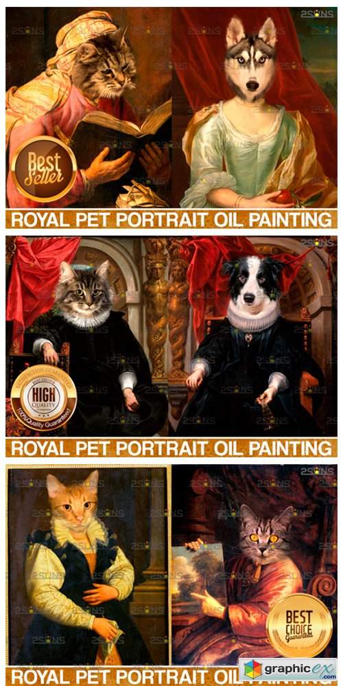  MEGA BUNDLE Royal Pet Portrait Templates 