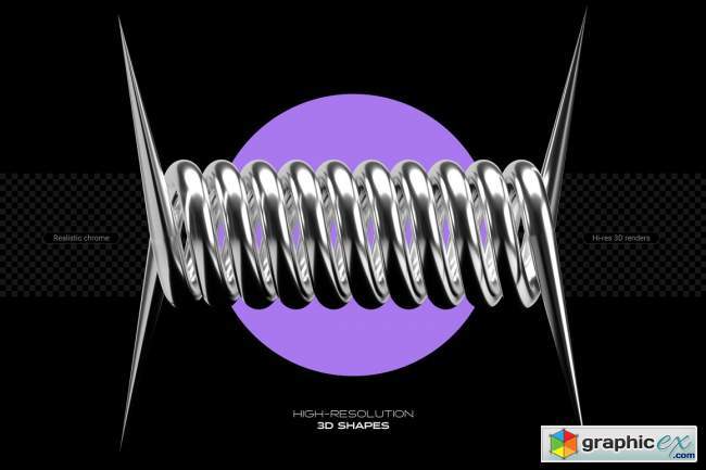 Chrome & vector abstract shapes pack 