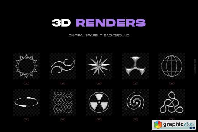 Chrome & vector abstract shapes pack 