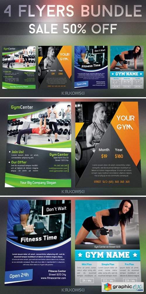 Gym Fitness Flyers Bundle 319516