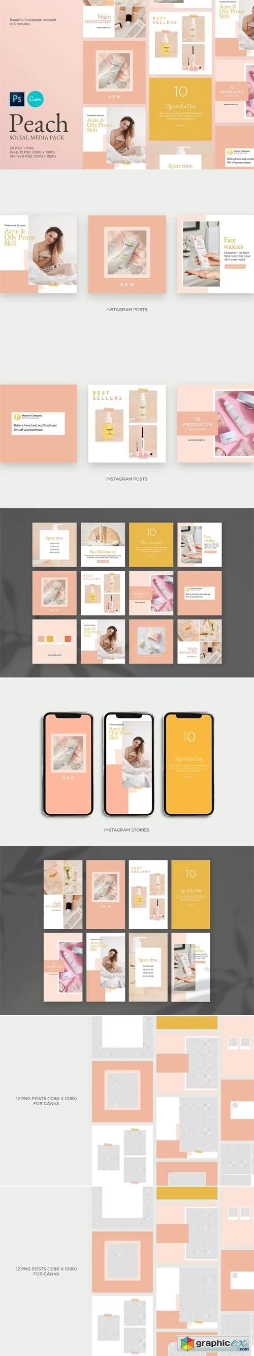  Peach Instagram Templates Pack 