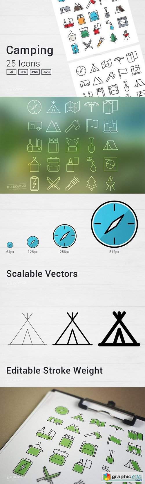 Camping Adventure Icons Set 