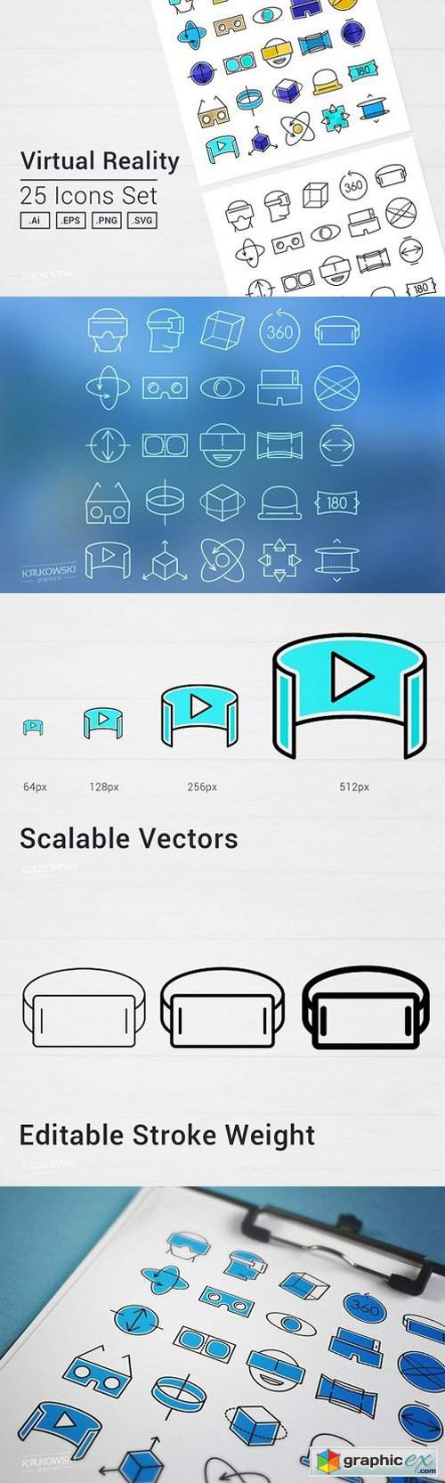 Virtual Reality VR Goggles Icons Set 1277359