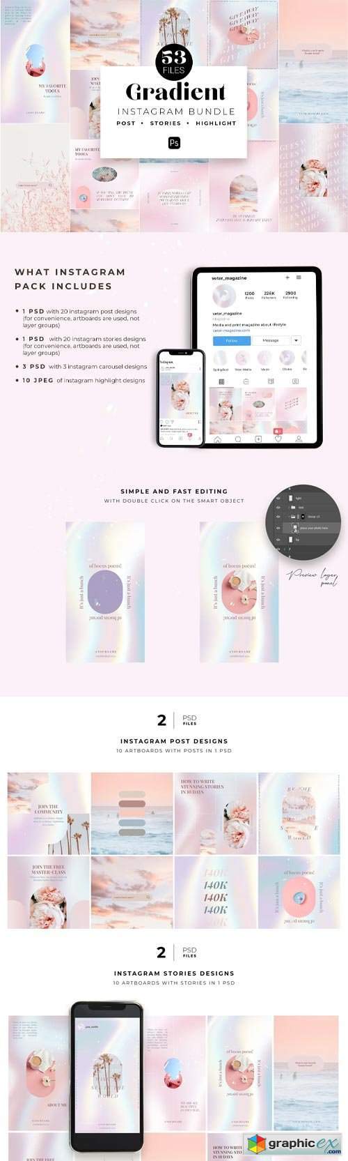 Gradient Instagram PSD Templates