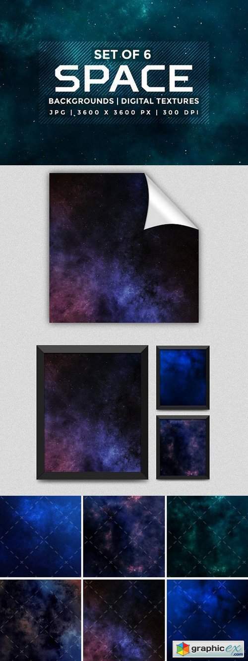 Set of 6 space background textures
