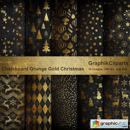Chalk Grunge Gold Christmas Papers 