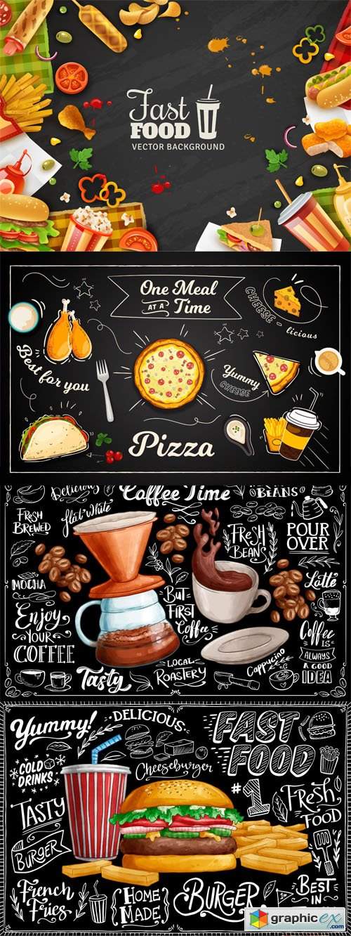  7 Restaurant Food Backgrounds Vector Templates 