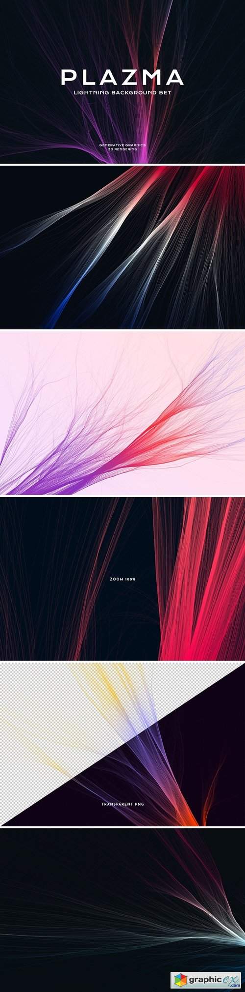  Plasma Lightning Background Set 