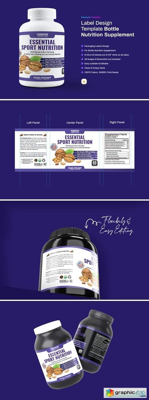  Label Design Template Bottle Nutrition Supplement 