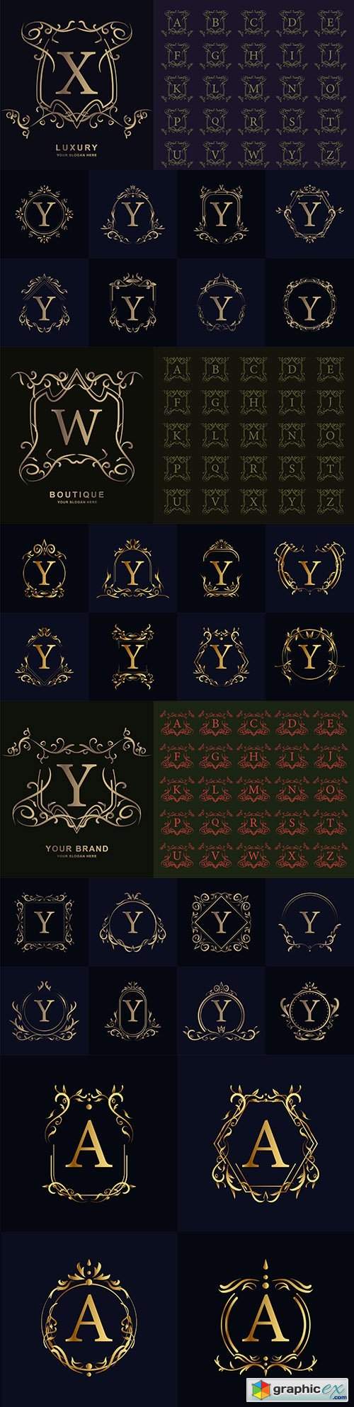  Letter logo with luxurious ornament and floral frame 