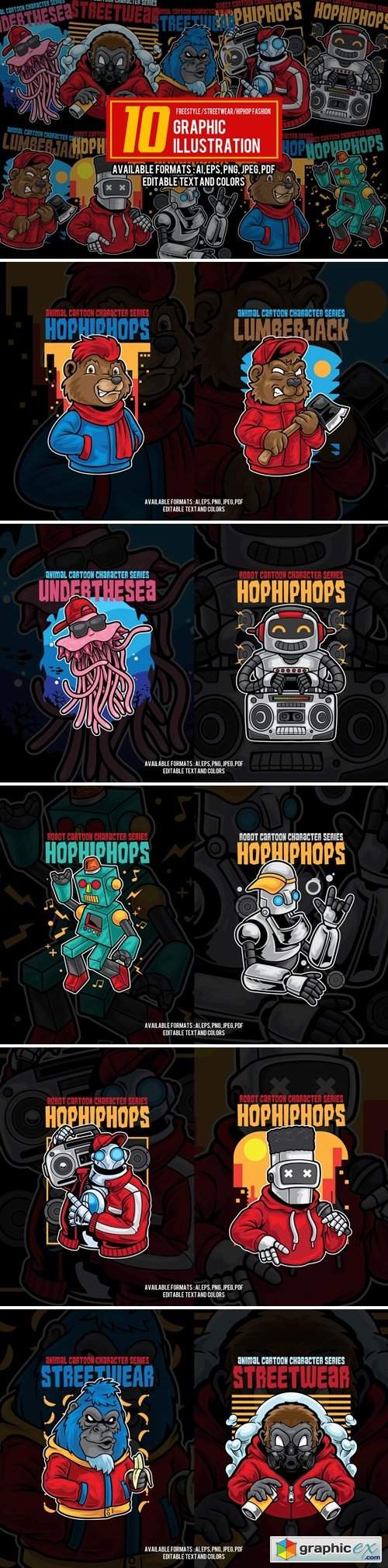  10 Graphic Cartoon Illustration 