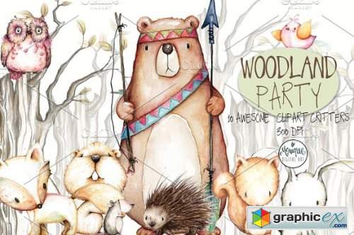 Woodland Animals Watercolor 1537146 