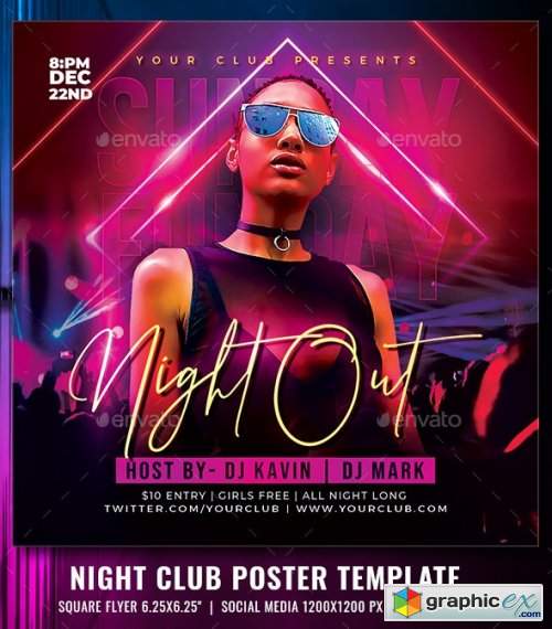 Neon Club Party Flyer 34255303